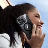 ESR Classic Hybrid Kickstand Halolock MagSafe Case med Stand + Hæmt Glas til iPhone 16 Pro Max - Klar med sort ramme