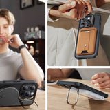 ESR Classic Hybrid Kickstand Halolock MagSafe Case med Stand + Hæmt Glas til iPhone 16 Pro Max - Halvt gennemsigtigt med sort ramme