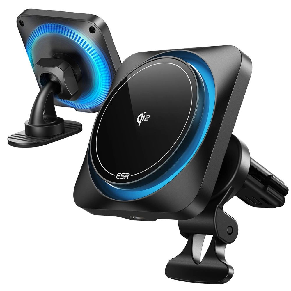 ESR Halolock CryoBoost MagSafe induktive opladerholder til instrumentbræt og luftventil med Qi 2 15W - sort