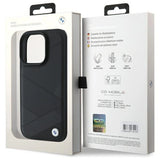 BMW Sign Læder Crossing Lines mønster iPhone 16 Pro Max Case - sort