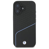 BMW Sign læder tekstureret og linje MagSafe iPhone 16 Case - sort