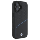 BMW Sign læder tekstureret og linje MagSafe iPhone 16 Case - sort
