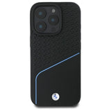 BMW Sign læder tekstureret og linje MagSafe Case til iPhone 16 Pro Max - sort