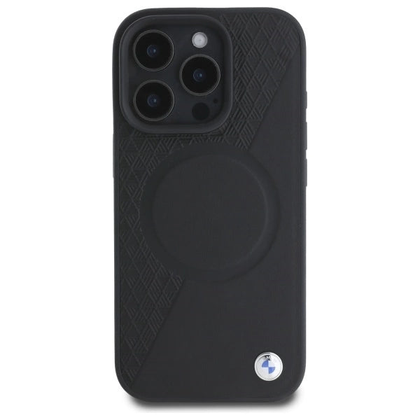 BMW Sign Leather Half Textured And Circle MagSafe case for iPhone 16 Pro Max - black