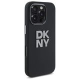 DKNY Liquid Silicone Metal Logo iPhone 16 Pro Max Case - Black