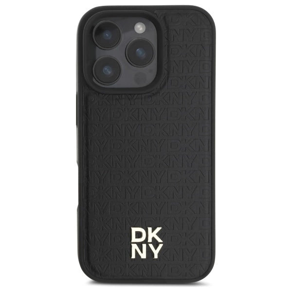 DKNY Repeat Pattern Stack Logo MagSafe iPhone 16 Pro Case - Black