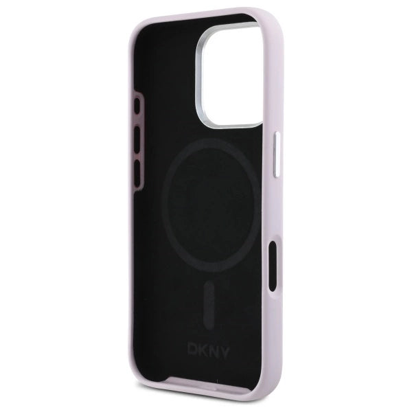 DKNY Liquid Silicone Small Metal Logo MagSafe iPhone 16 Pro Case - Pink