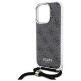 Guess Crossbody Cord 4G Print Case with Lanyard for iPhone 16 Pro - Black