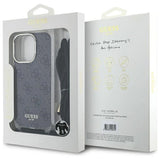 Guess Crossbody Cord 4G Print Case with Lanyard for iPhone 16 Pro - Black