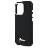 Guess Silicone Script Metal Logo & Frame Case til iPhone 16 Pro - sort