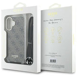 Guess Crossbody Cord 4G Print Case with Lanyard for iPhone 16 - Brown