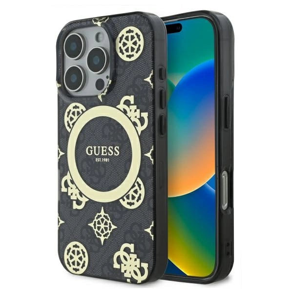 Guess IML Peony On 4G Baggrunds MagSafe-hylster til iPhone 16 Pro - sort
