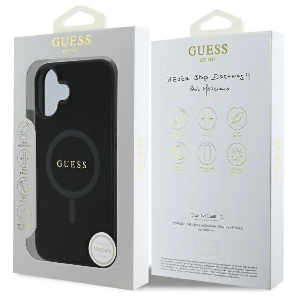 Guess Saffiano Classic Logo MagSafe-hylster til iPhone 16 - sort