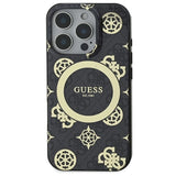 Guess IML Peony On 4G Background MagSafe Case for iPhone 16 Pro Max - Black