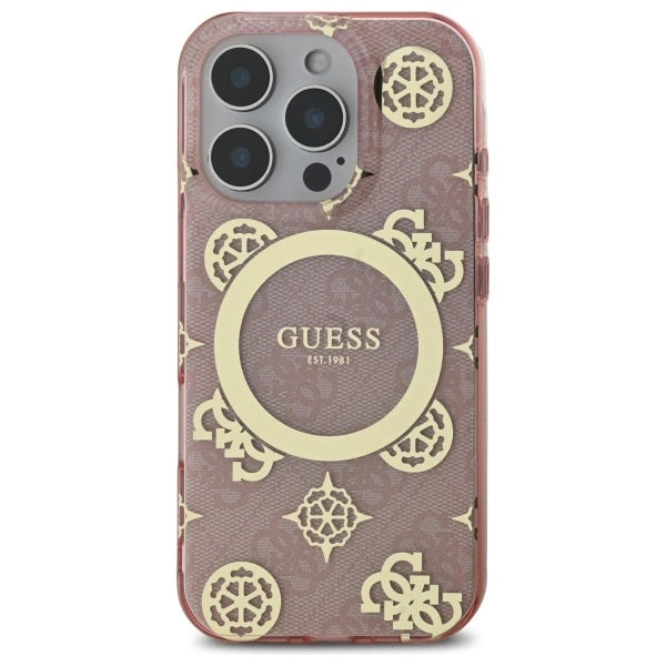 Guess IML Peony On 4G Baggrunds MagSafe Case til iPhone 16 Pro Max - Pink