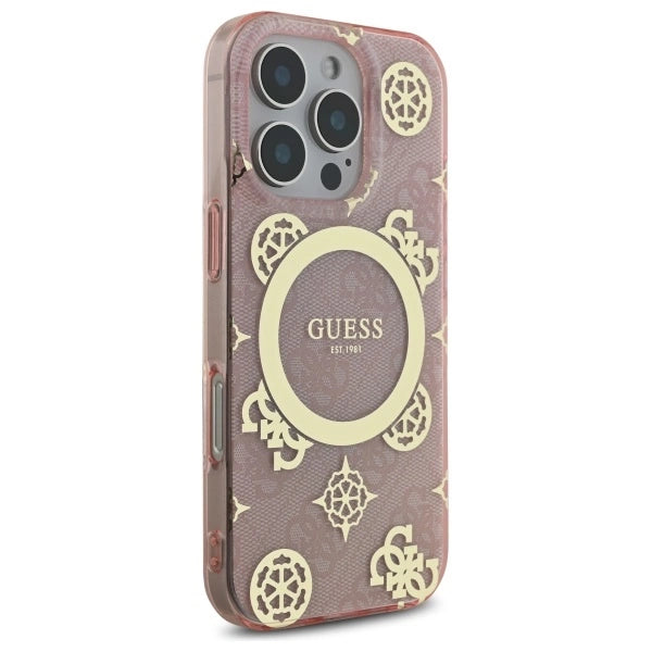 Guess IML Peony On 4G Baggrunds MagSafe Case til iPhone 16 Pro Max - Pink