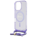 Guess Crossbody Cord Script MagSafe Case for iPhone 16 Pro Max - Purple