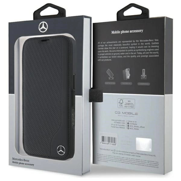 Mercedes Leather Wood Imitation iPhone 16 Case - Black