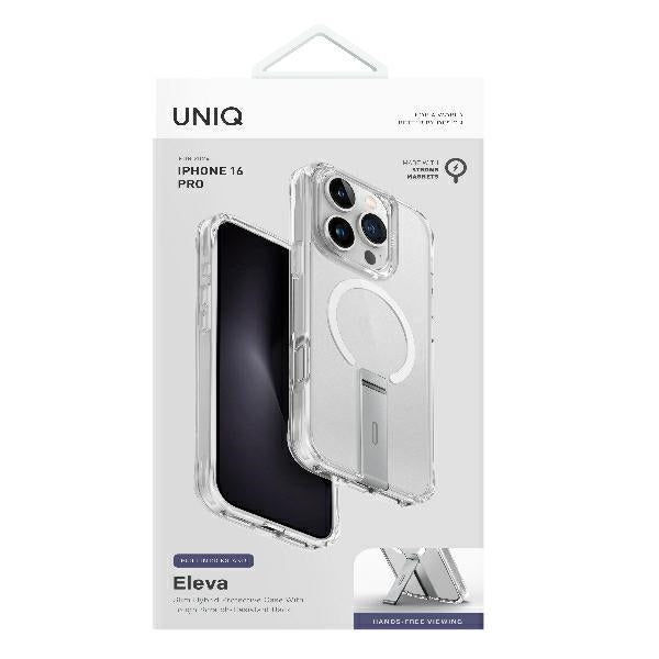 Uniq Eleva med Vertica Stand Case til iPhone 16 Pro - Gennemsigtig