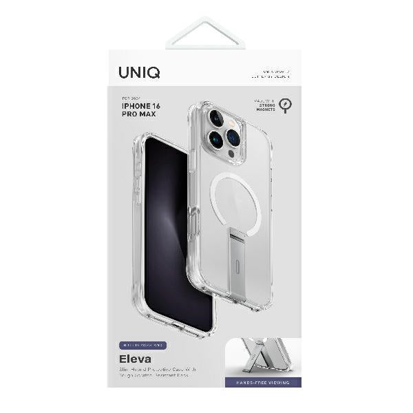 Uniq Eleva med Vertica Stand Case til iPhone 16 Pro Max - Gennemsigtig