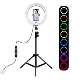 Puluz 1.1m stativ med RGBW LED belysning 26cm vlog / stream / smartphone PKT3044