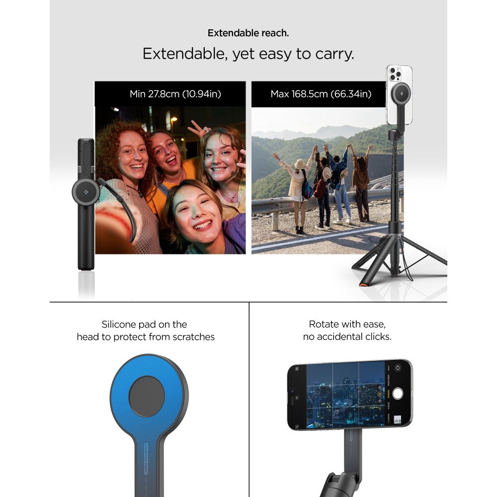 Spigen S581 W Magsafe Bluetooth Selfie Stick Stativ Sort