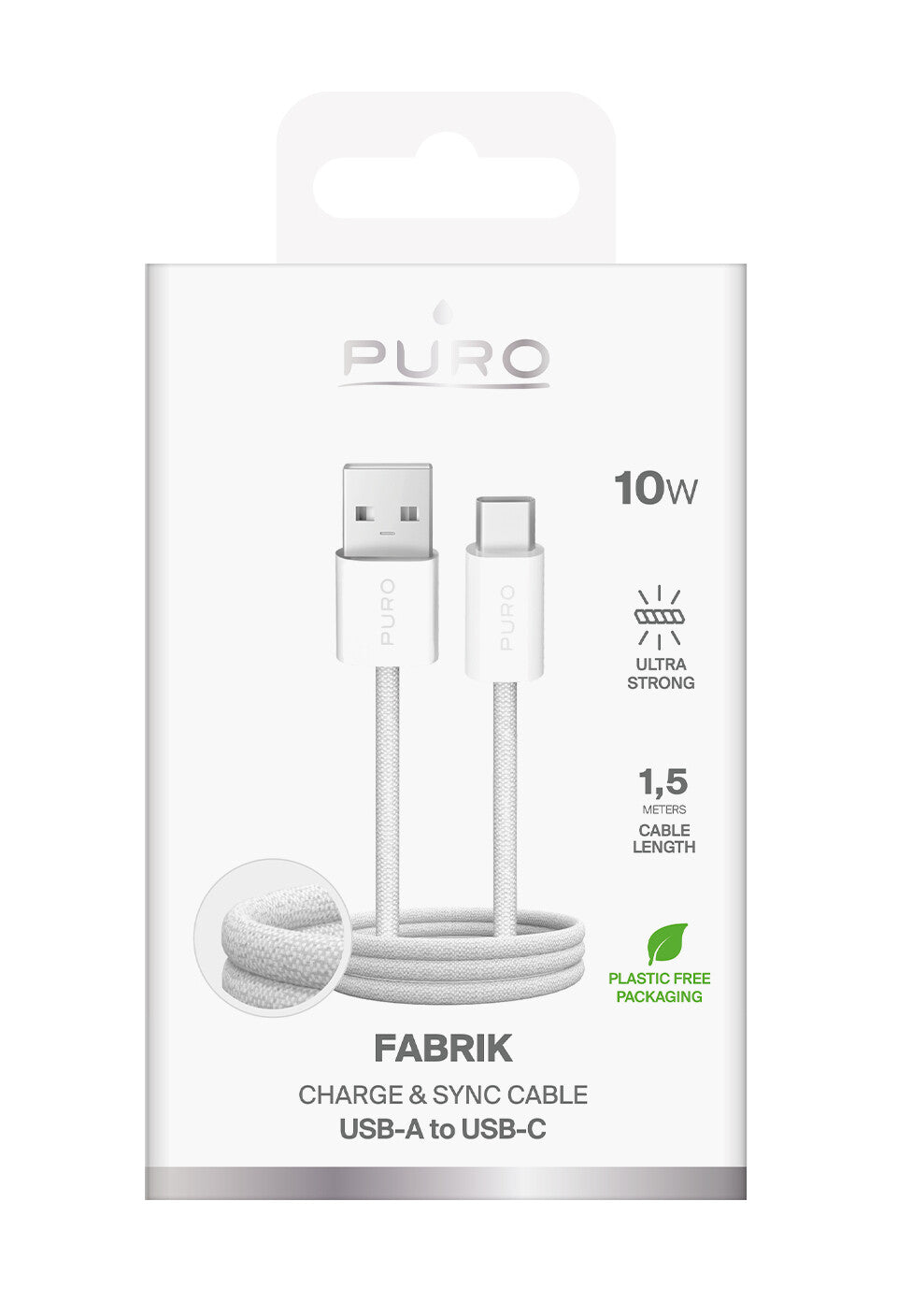 PURO PUCAC10WFABK415MTWHI USB-kabel USB 2.0 1,5 m USB A USB C Hvid