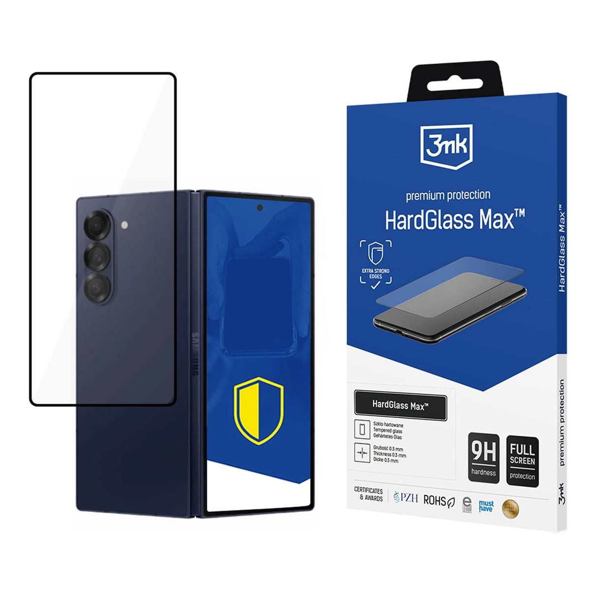 Hærdet glas 3mk HardGlass Max Black til Samsung Galaxy Z Fold 6 (foran)