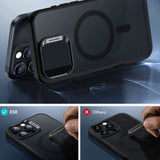 ESR Classic Hybrid Halolock MagSafe Case Set + Hæmt glas til iPhone 16 Pro Max - Halvt gennemsigtigt med sort ramme