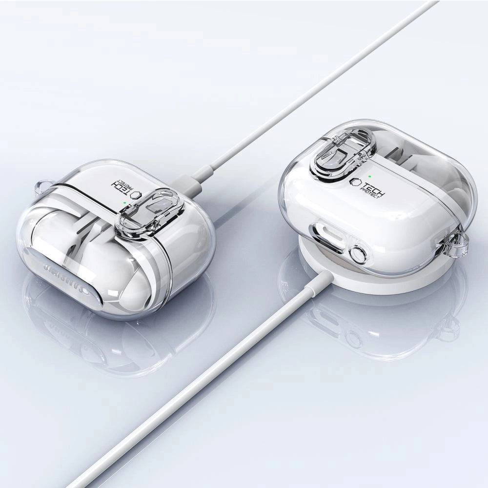 Tech-Protect FlexAir Case med Carabiner til Samsung Galaxy Buds 3 / 3 Pro - Gennemsigtig