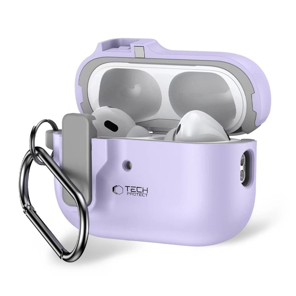 Tech-Protect Slim Hook Case med Carabiner til Apple AirPods Pro 1 / 2 - Purple