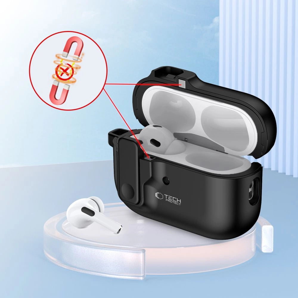 Tech-Protect Slim Hook Case with Carabiner for Apple AirPods Pro 1 / 2 - Black