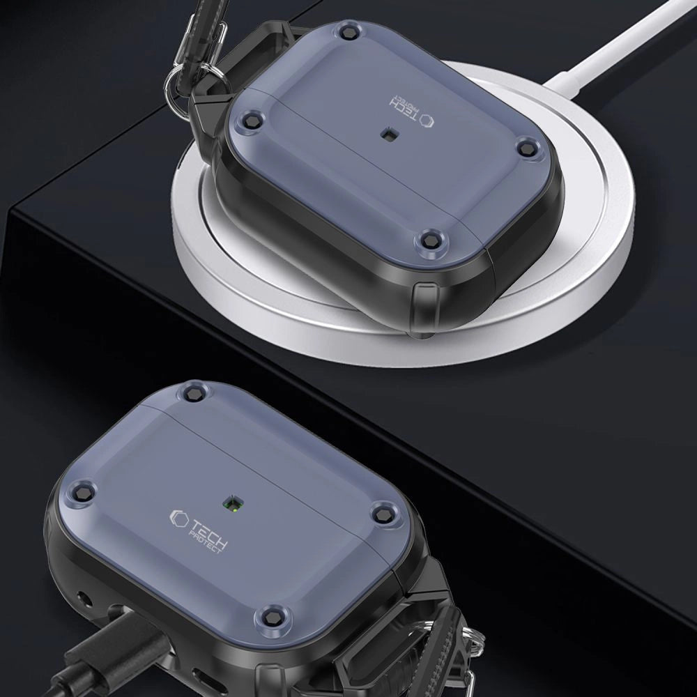 Tech-Protect Rough Hook Case med Carabiner til Apple AirPods Pro 1 / 2 - Blå