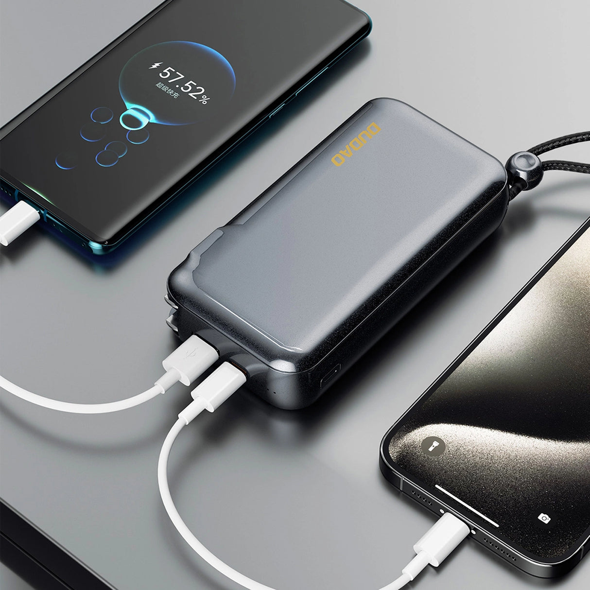 Dudao K25 2in1 10000mAh 3-plug Powerbank oplader - Grå