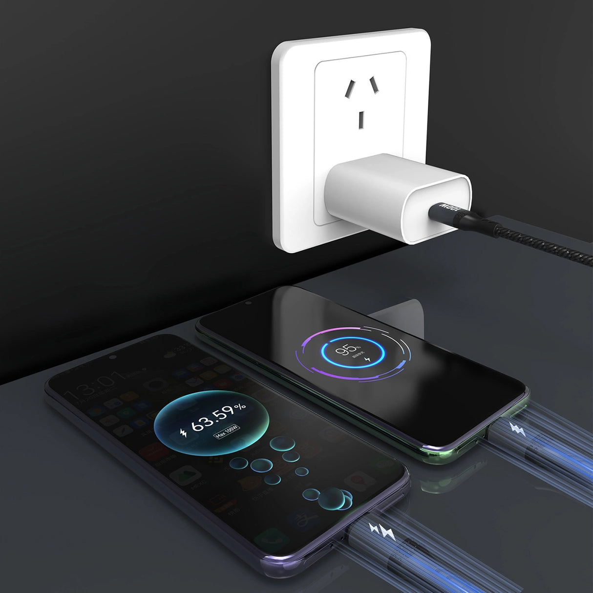 Dudao L3F 2in1 kabel 100W 1,2m 2 x USB-C - sort