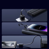 Joyroom JR-PBF19 22.5W 10000mAh Powerbank med to indbyggede kabler - sort