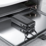 Acefast M7-10000 PD30W Powerbank med indbygget kabel - sort