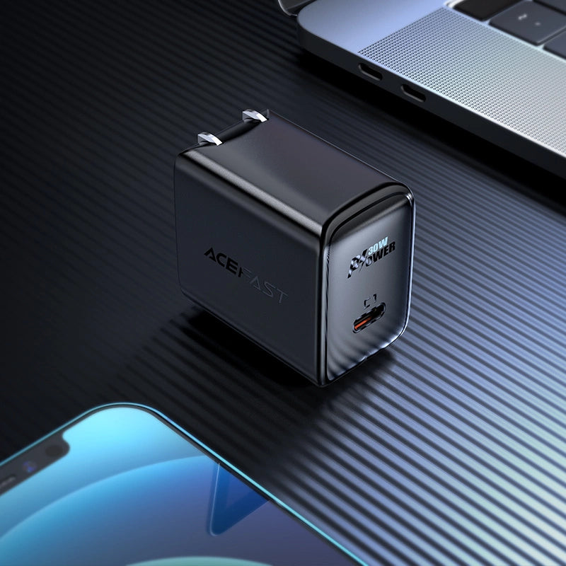 Acefast A23 30W GaN USB-C US Wall Charger - sort