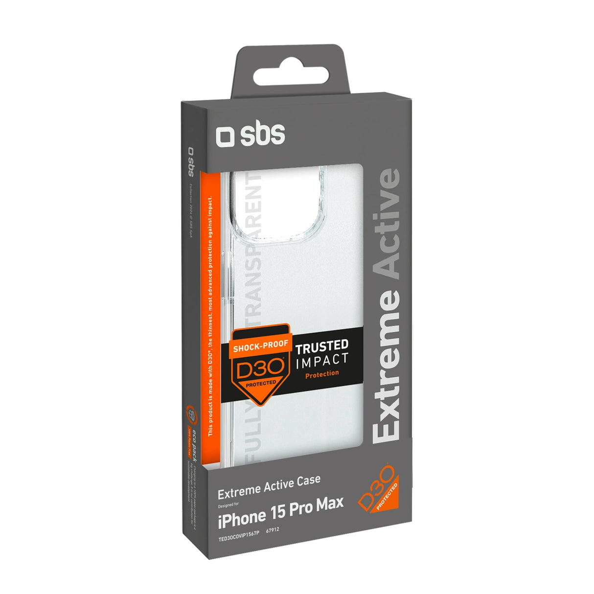 SBS D3O iPhone 15 Pro Max Case - gennemsigtig