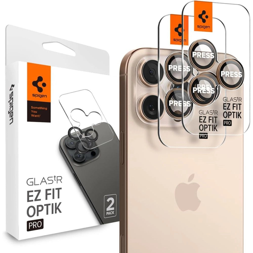 Spigen Optik Pro GLAS.TR  EZ FIT  Camera Protector 2-PACK til iPhone 16 Pro / Pro Max - Brunt