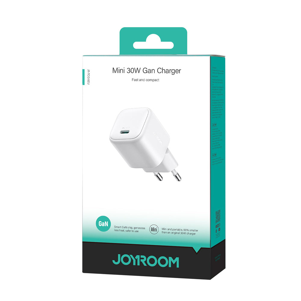 Joyroom JR-TCG15 Mini 30W GaN USB-C Wall Charger - hvid