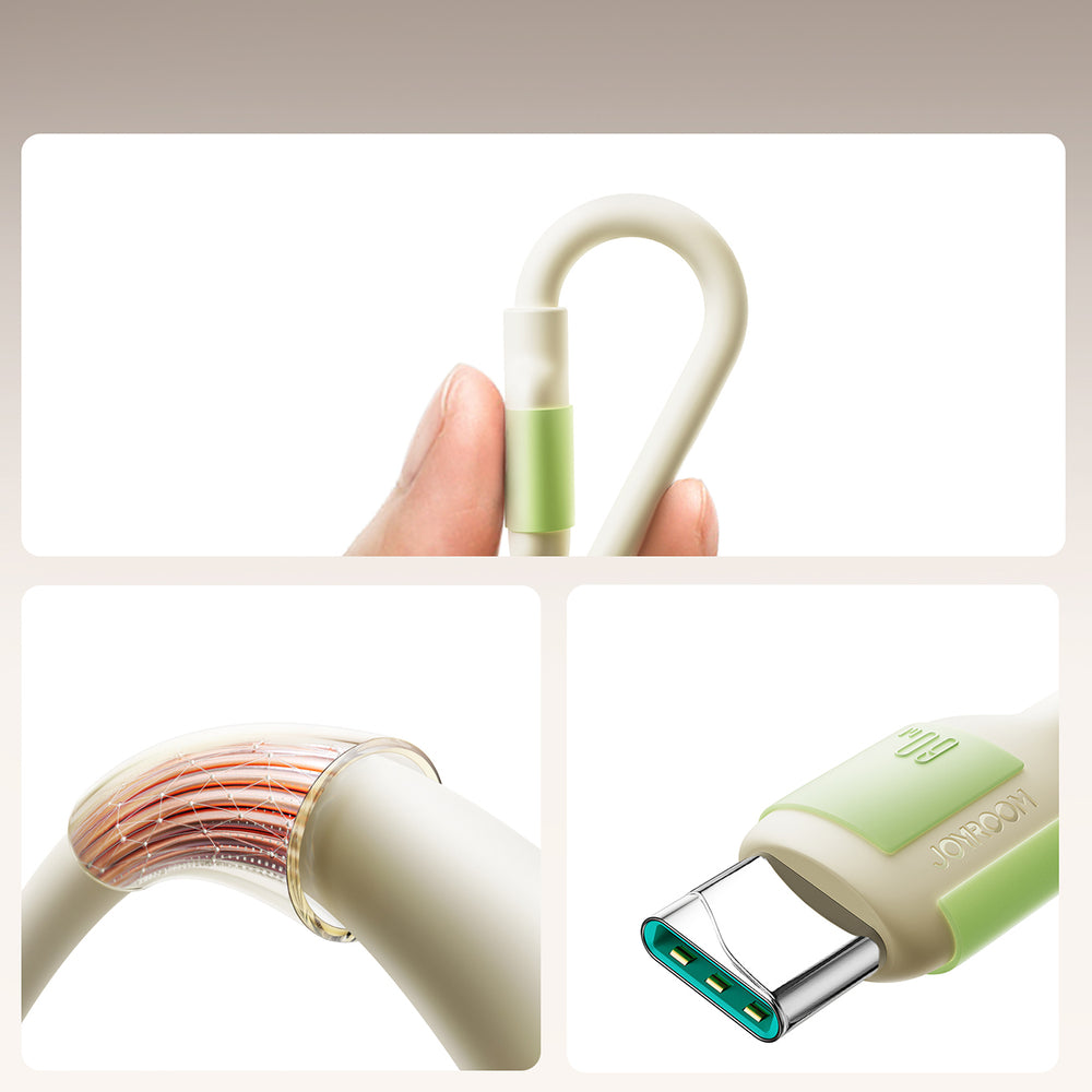 Joyroom S-A53 60W USB-C Kabel - USB-C med fluorescerende tip 1,2 m - beige