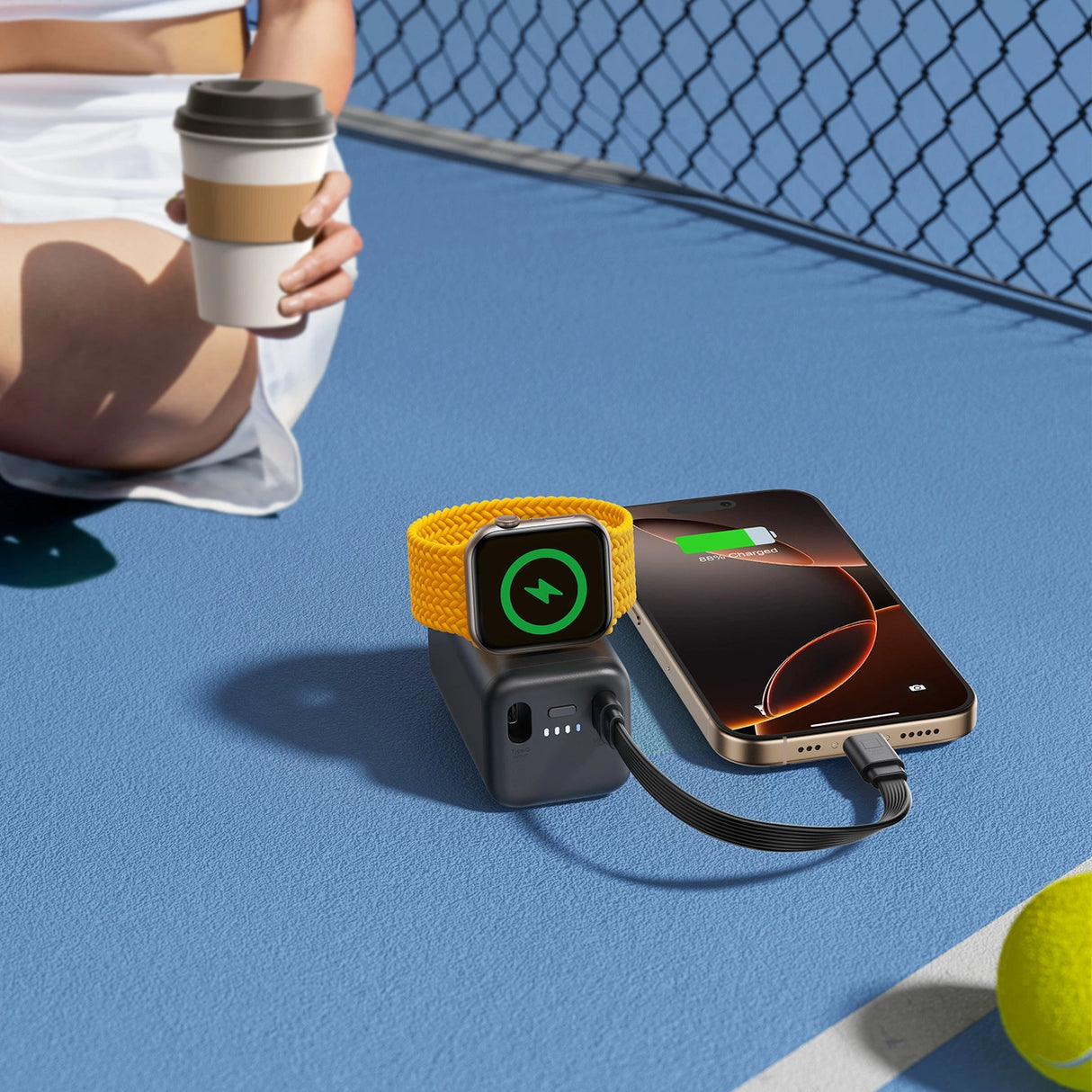 Joyroom JR-W13 5000mAh Wireless Power Bank til Apple Watch + USB-C og Lightning   Sort