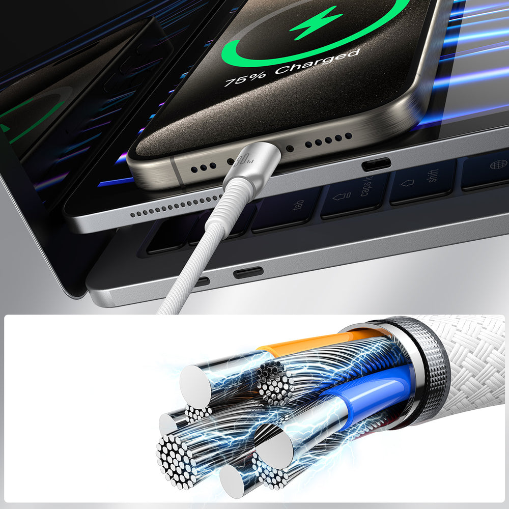 Joyroom S-A51 Cutting-Edge Series 30W USB-C - Lightning kabel 1,2 m - lysgrå