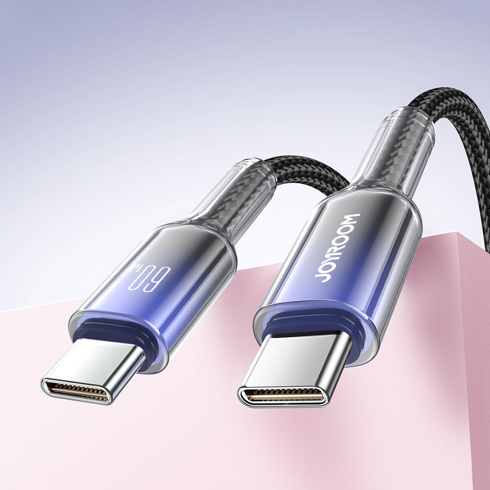 Joyroom S-A42 Crystal-Clear Series 60W USB-C - USB-C kabel 1,2 m - sort