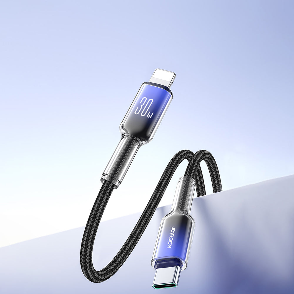 Joyroom S-A42 Crystal-Clear Series 30W USB-C - Lightning kabel 1,2 m - sort