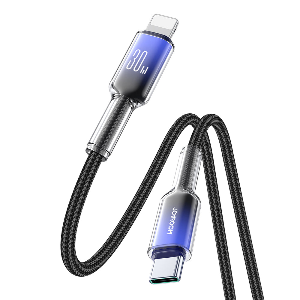 Joyroom S-A42 Crystal-Clear Series 30W USB-C - Lightning kabel 1,2 m - sort