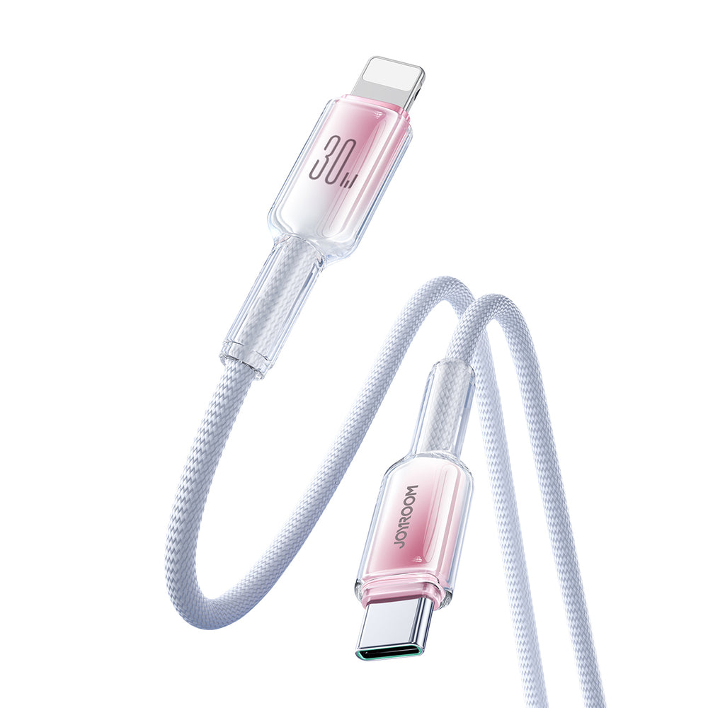 Joyroom S-A42 Crystal-Clear Series 30W USB-C - Lightning kabel 1,2 m - hvid