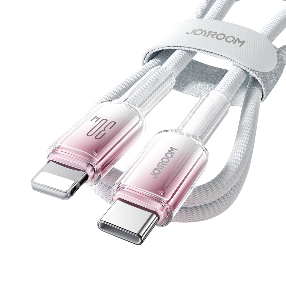 Joyroom S-A42 Crystal-Clear Series 30W USB-C - Lightning kabel 1,2 m - hvid