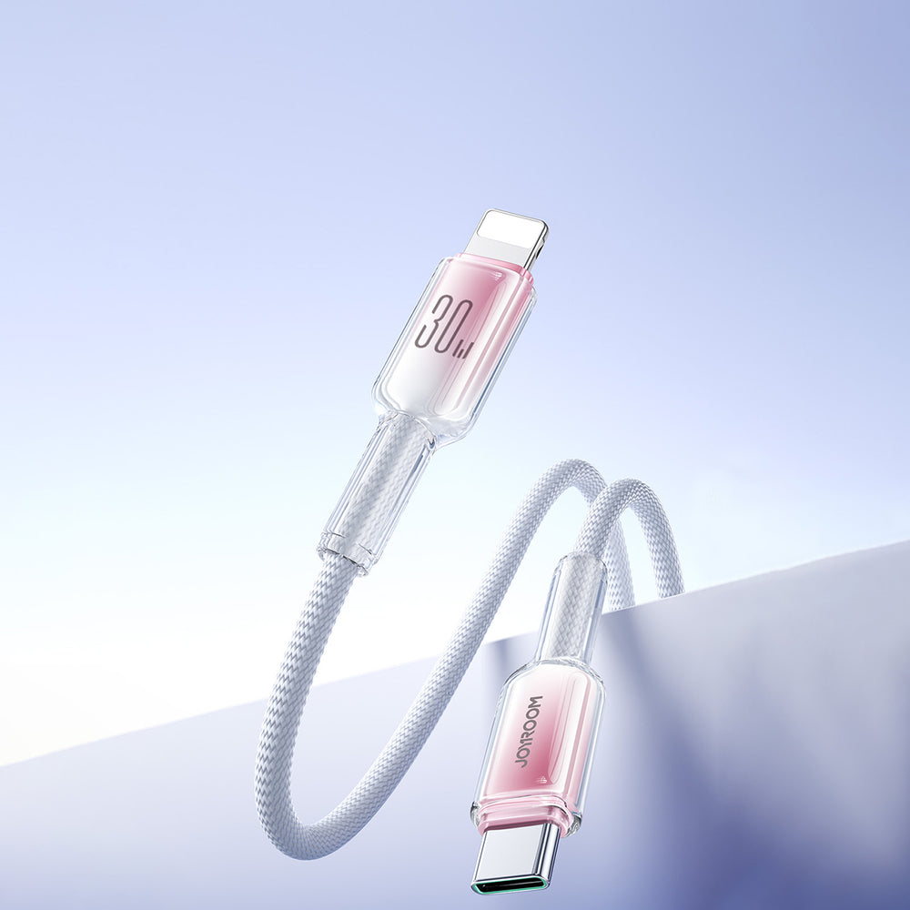 Joyroom S-A42 Crystal-Clear Series 30W USB-C - Lightning kabel 1,2 m - hvid